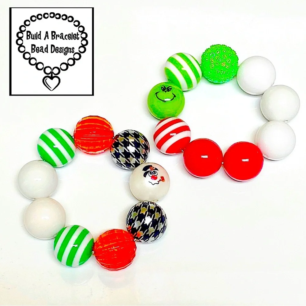 Handmade Frosty & Grinch Bracelet Set